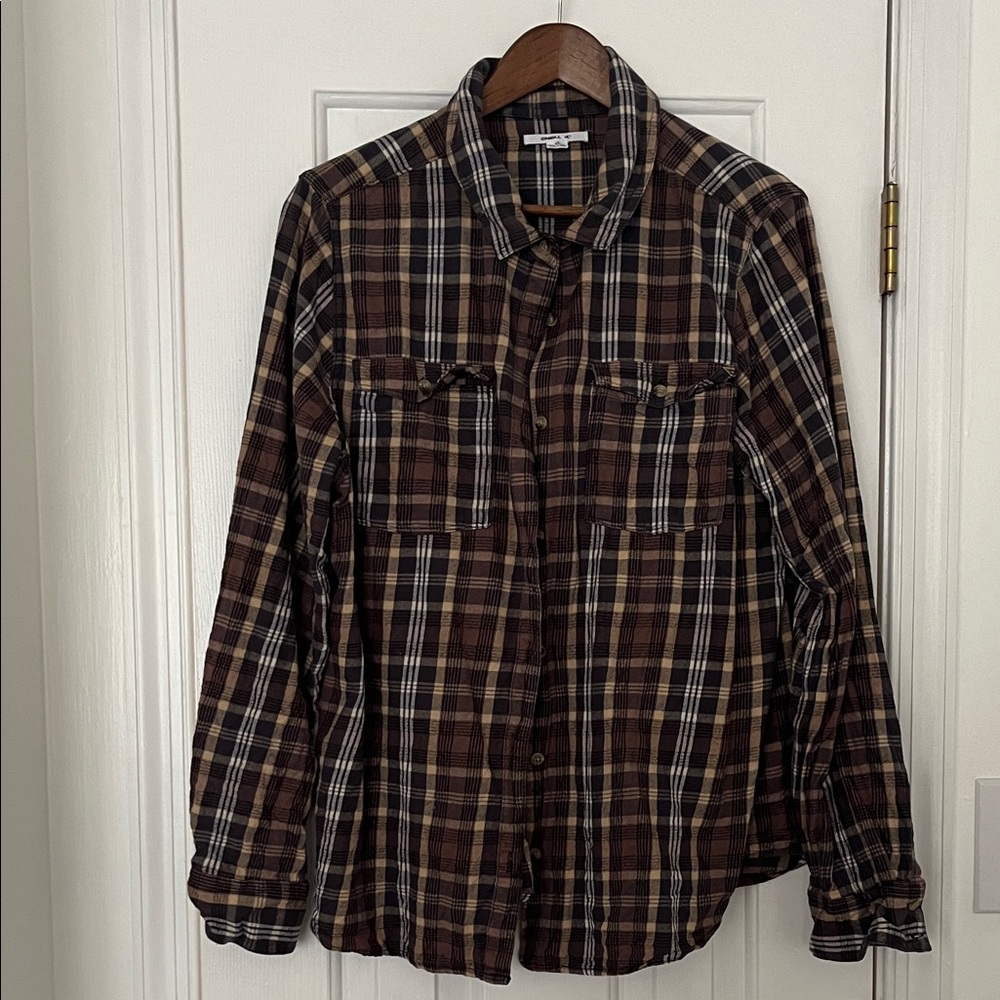 O'Neill Brown and Tan Plaid Shirt